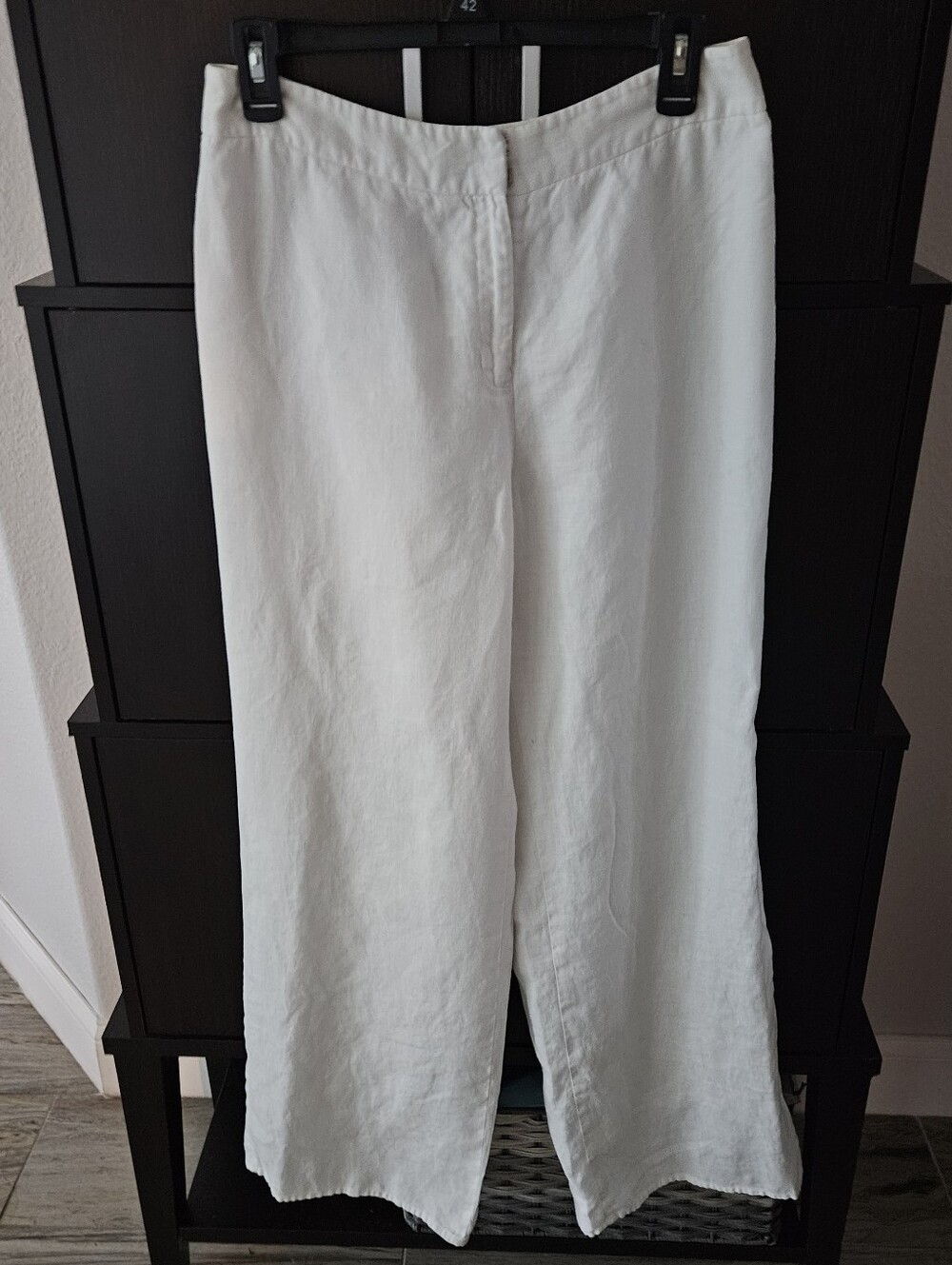 Ann Taylor Loft White Linen Wide-Leg Pants Size 10 Quiet Luxury Lightweight